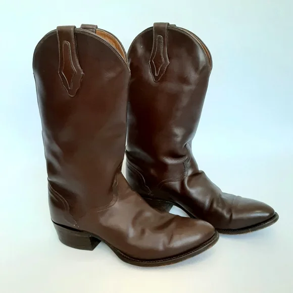 El Dorado Handmade Cowboy Boots Brown Calf Leather Pointed Toe